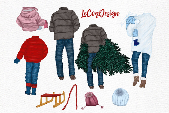 Christmas Family Clipart in Illustrations - product preview 1