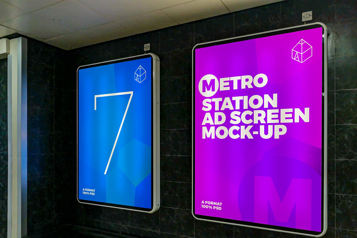 Metro Underground Ad Scr. MockUp Set in Mockup Templates - product preview 8
