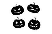 Set of black Halloween pumkins