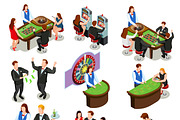 Casino isometric colored icons