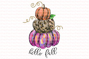 Hello Fall. Pumpkins pink, leopard
