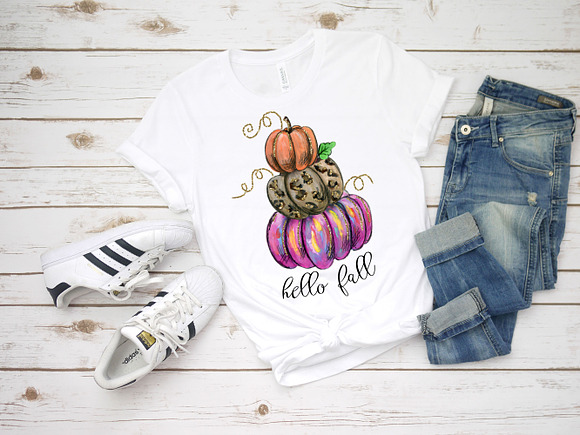 Hello Fall. Pumpkins pink, leopard in Illustrations - product preview 1