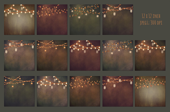 Autumn mason jar lights backgrounds in Patterns - product preview 1
