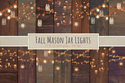 Autumn mason jar wood backgrounds