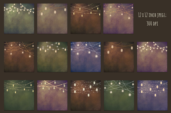 Vintage mason jar lights backgrounds in Patterns - product preview 1