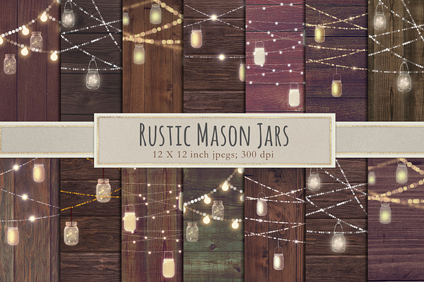 Mason jar lights on wood