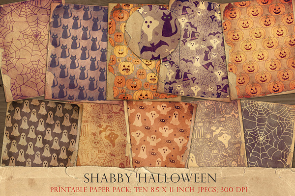Shabby vintage halloween papers
