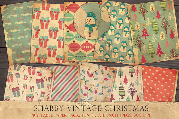 Shabby vintage christmas papers