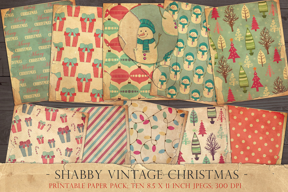 Shabby vintage christmas papers in Patterns - product preview 8