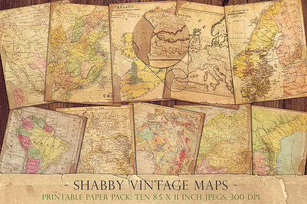 Shabby vintage world maps