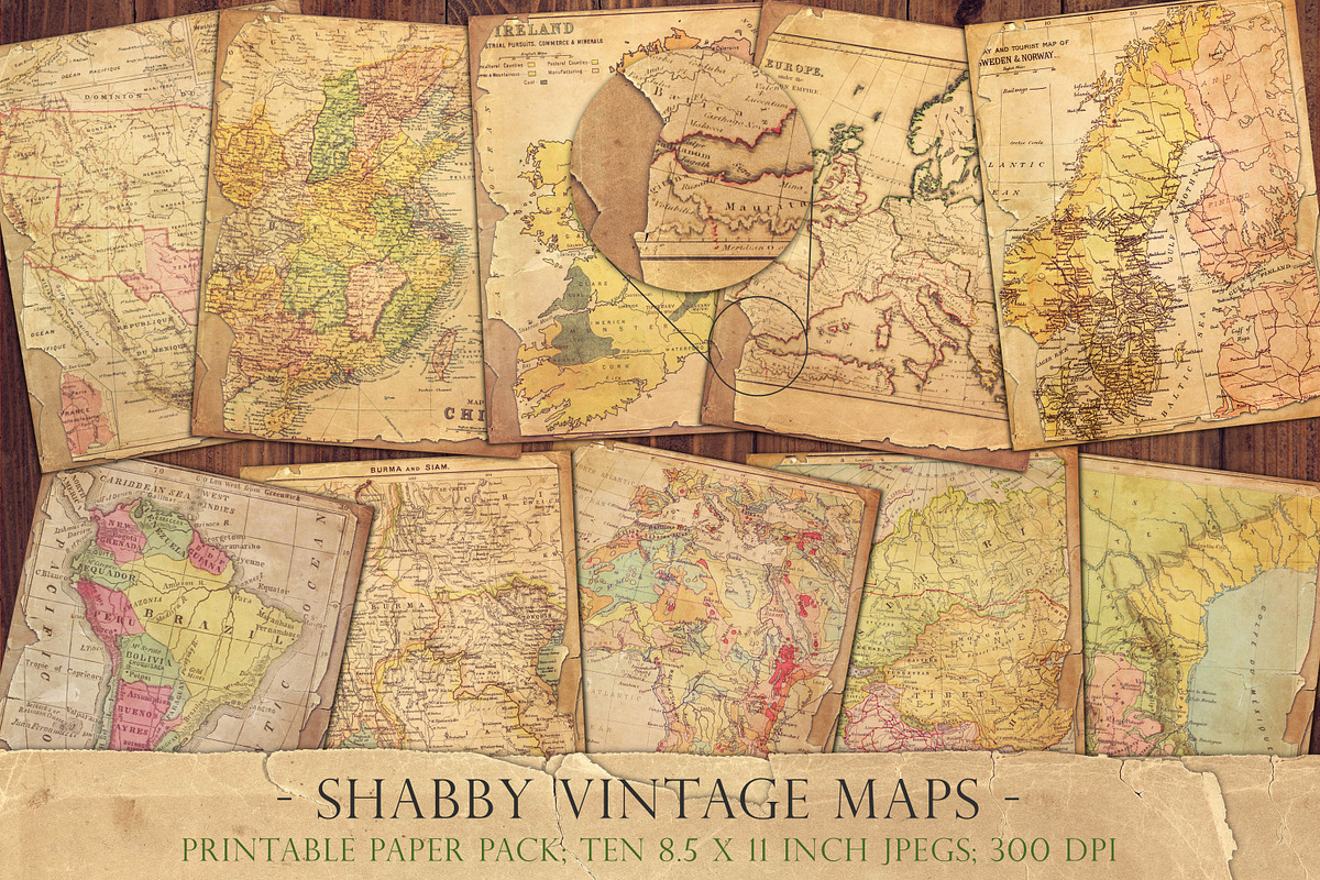 Shabby vintage world maps in Patterns - product preview 8