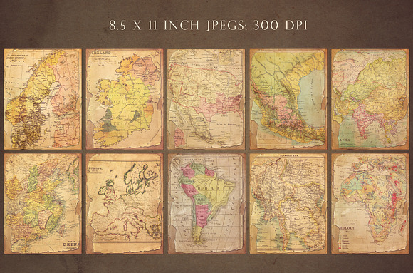 Shabby vintage world maps in Patterns - product preview 1