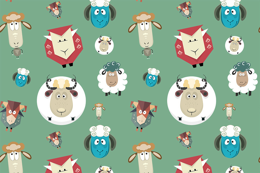 Seamless pattern of cartoon sheeps in Patterns - product preview 8