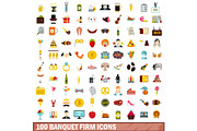 100 banquet firm icons set