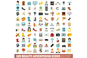 100 beauty advertising icons set