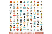 100 emotions training icons set
