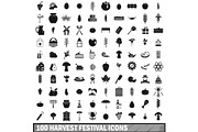 100 harvest festival icons set