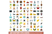 100 history site icons set