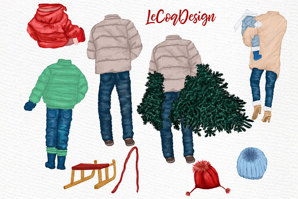 Christmas Family Clipart in Illustrations - product preview 2