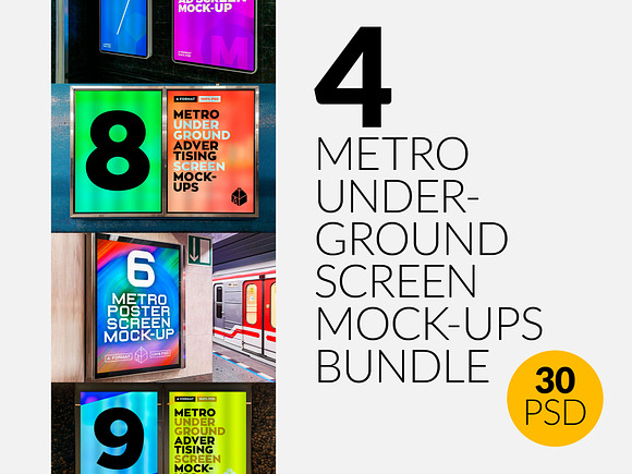Metro Underground Ad Scr. MockUp Set in Mockup Templates - product preview 4