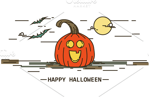 Halloween line illustration.