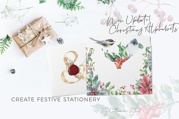 Merry Christmas Watercolor Deer in Illustrations - product preview 16
