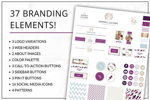 Website Branding Kit Canva Plum in Logo Templates - product preview 1