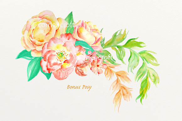 Watercolor Clip Art Orange Rose in Illustrations - product preview 2