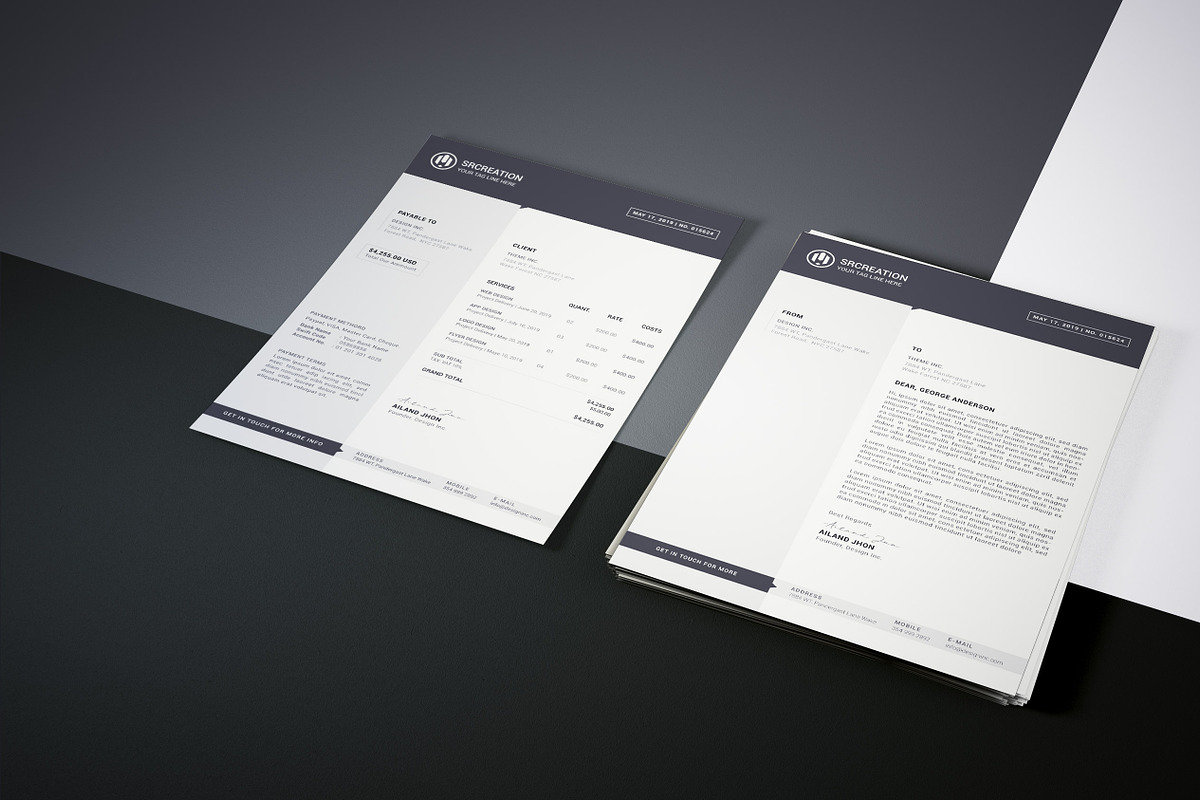 Invoice and Letterhead Package in Stationery Templates - product preview 8