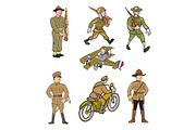 World War One Soldier Cartoon Set