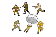World War Two Soldier Cartoon Set