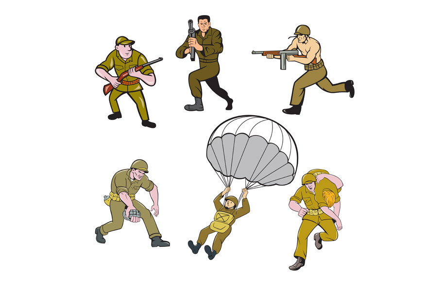 World War Two Soldier Cartoon Set