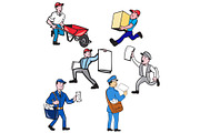 Delivery Person Mascot Cartoon Set