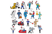 Tradesman Mascot Cartoon Set