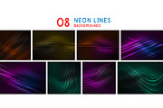 Set of glowing straight neon lines