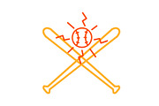 Crossed Baseball Bat and Ball