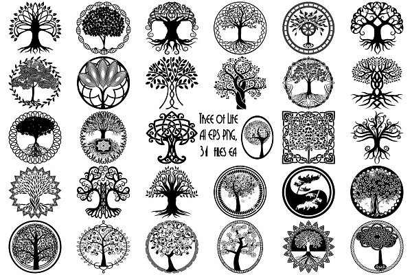 Tree of Life Silhouettes AI EPS PNG