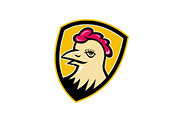 Hen Head Shield Mascot