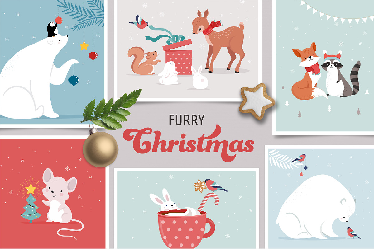 Furry Christmas - winter animals in Illustrations - product preview 8