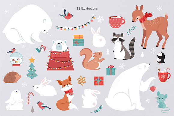 Furry Christmas - winter animals in Illustrations - product preview 5