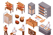 Bakery isometric icons set