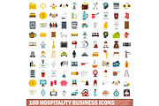 100 hospitality business icons set