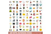 100 hotel business icons set