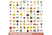 100 meal business icons set