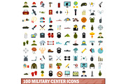100 military center icons set