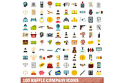 100 raffle company icons set