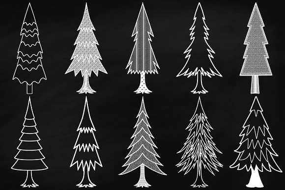 Chalk Christmas & Winter Trees in Illustrations - product preview 4