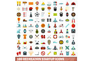 100 recreation startup icons set