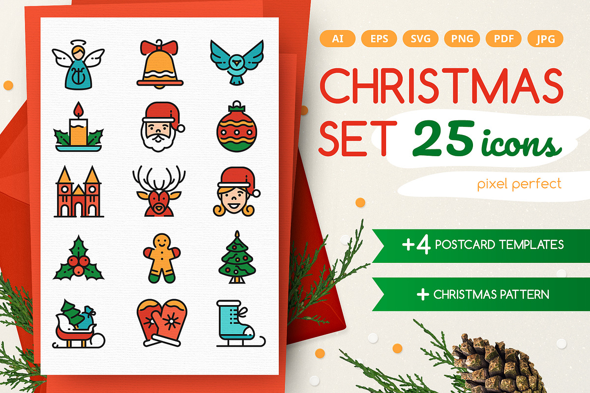Christmas Line Icons Set + Bonuses in Christmas Icons - product preview 8