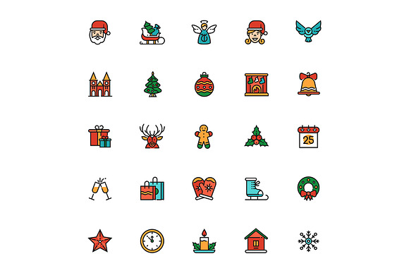 Christmas Line Icons Set + Bonuses in Christmas Icons - product preview 1